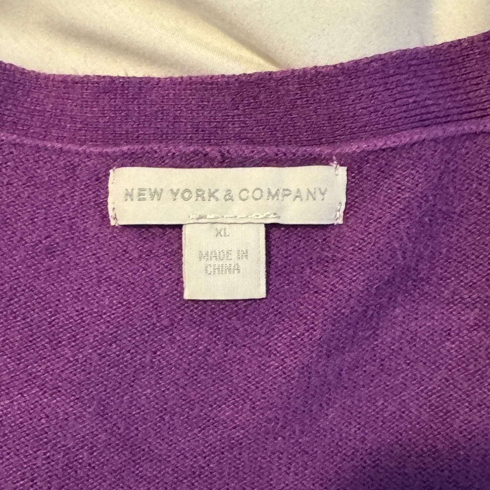 New York & Company Rich Purple Knit Top